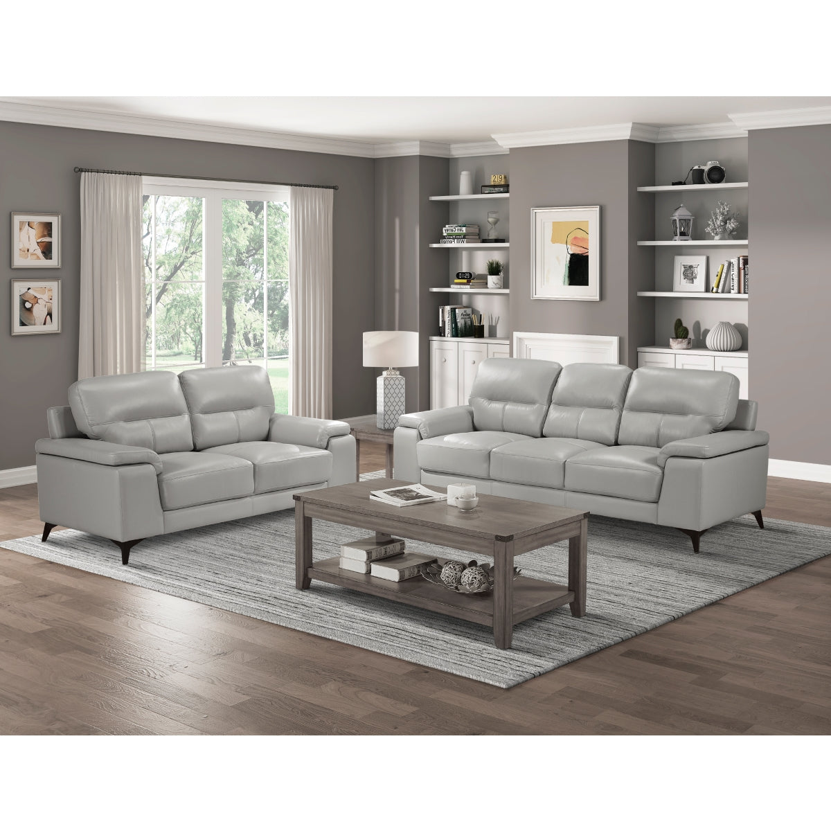 SOFA, SILVER TOP GRAIN LEATHER MATCH PVC 9514SVE-3
