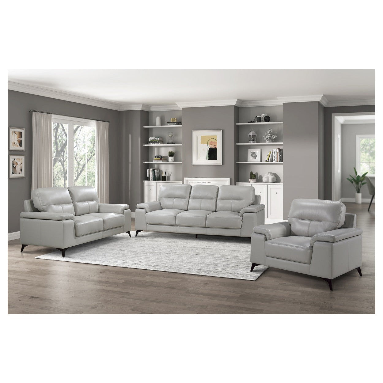 CHAIR, SILVER TOP GRAIN LEATHER MATCH PVC 9514SVE-1
