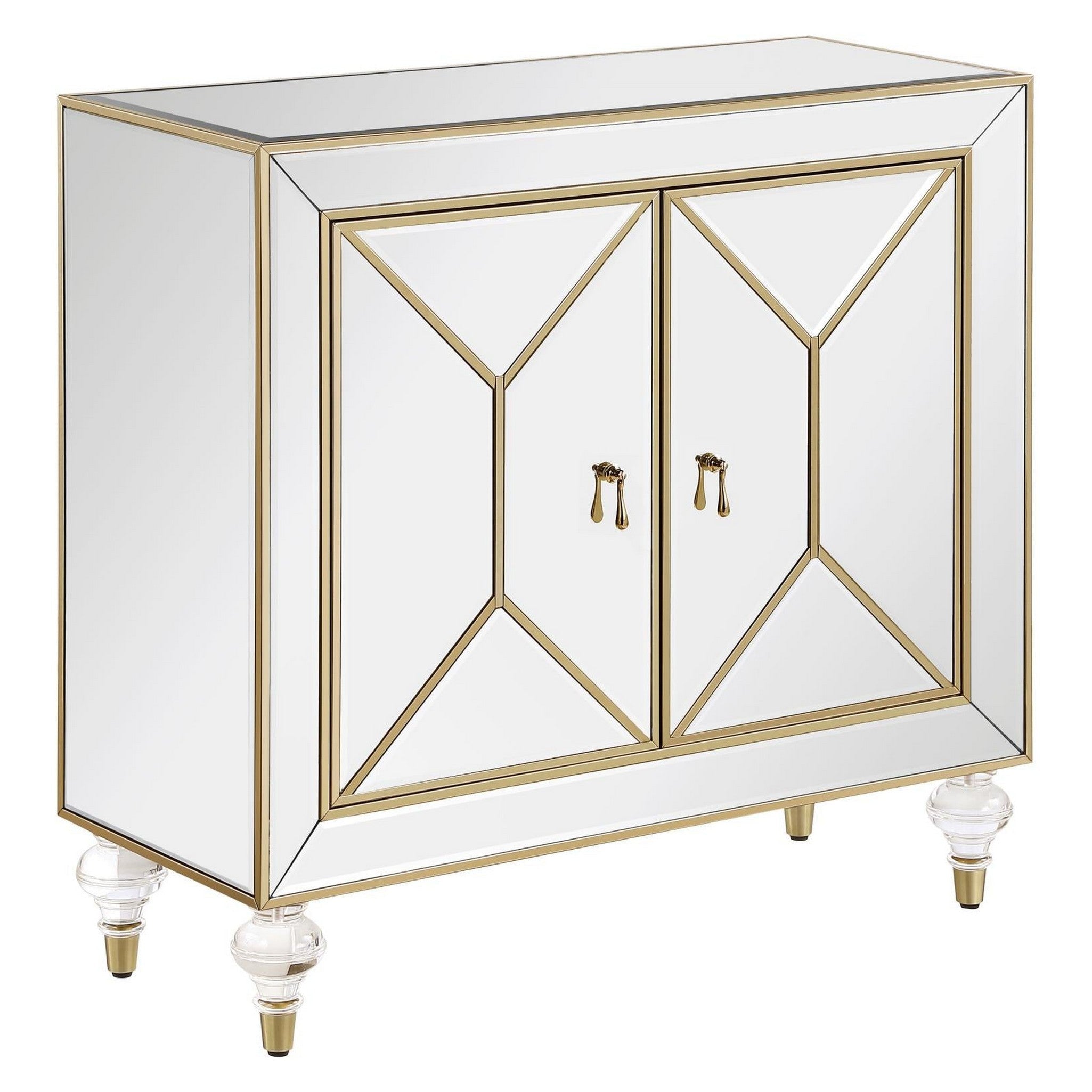 Lupin 2-door Accent Cabinet Mirror and Champagne 951854