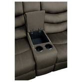 DOUBLE RECLINING LOVE SEAT WITH CONSOLE, BROWN 100% POLYESTER 9526BR-2