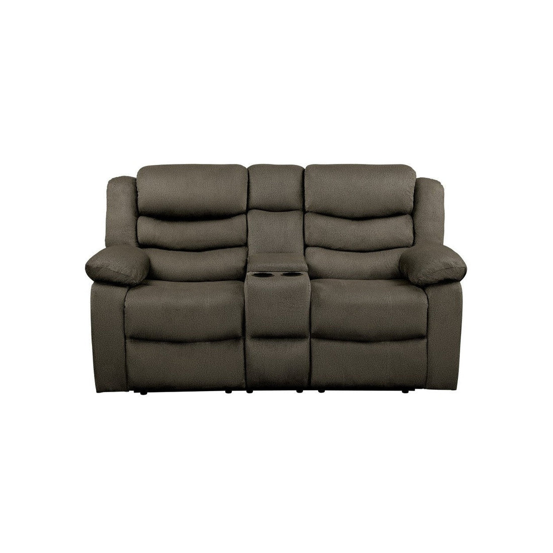 DOUBLE RECLINING LOVE SEAT WITH CONSOLE, BROWN 100% POLYESTER 9526BR-2