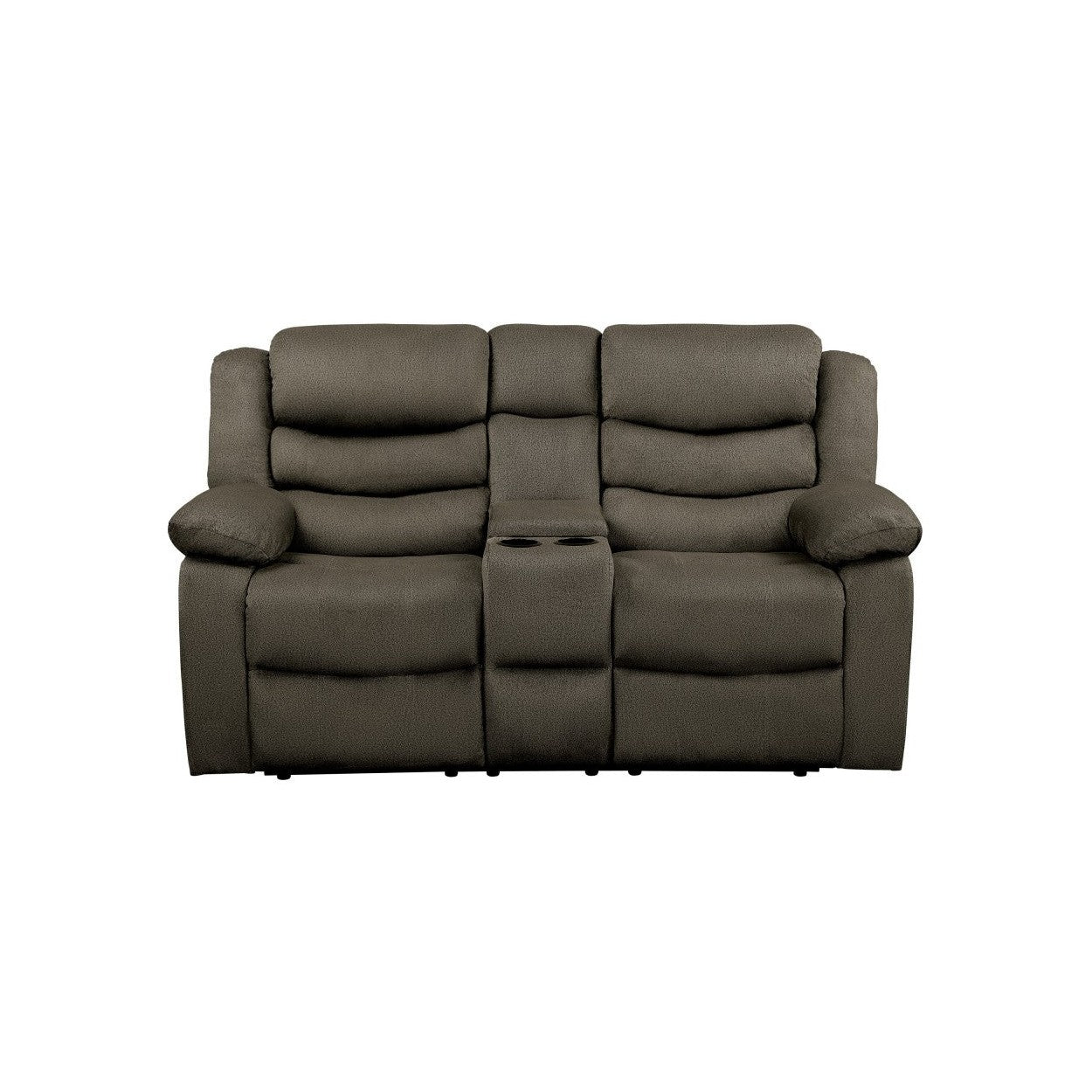 DOUBLE RECLINING LOVE SEAT WITH CONSOLE, BROWN 100% POLYESTER 9526BR-2