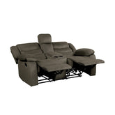 DOUBLE RECLINING LOVE SEAT WITH CONSOLE, BROWN 100% POLYESTER 9526BR-2