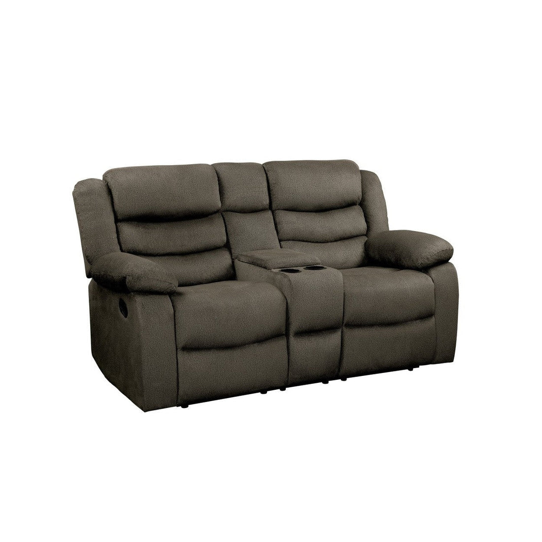 DOUBLE RECLINING LOVE SEAT WITH CONSOLE, BROWN 100% POLYESTER 9526BR-2