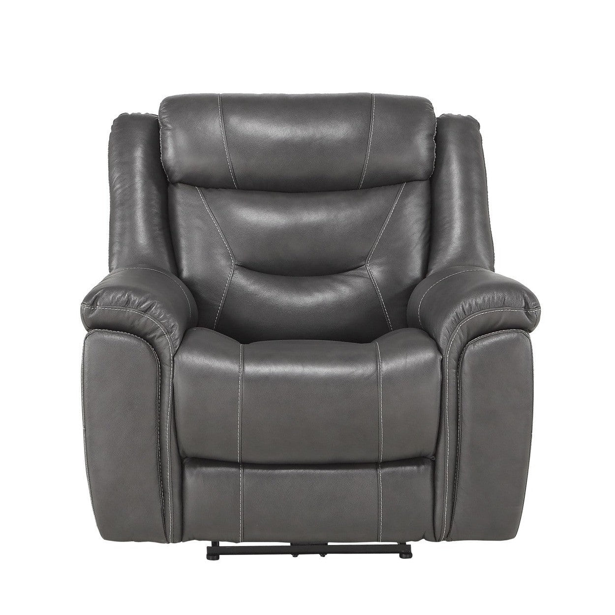 POWER RECLINING CHAIR W/ POWER HEADREST &amp; USB PORT, DARK GRAY TOP GRAIN LEATHER MATCH PVC 9528DGY-1PWH