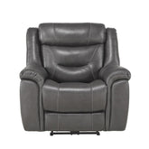 POWER RECLINING CHAIR W/ POWER HEADREST & USB PORT, DARK GRAY TOP GRAIN LEATHER MATCH PVC 9528DGY-1PWH