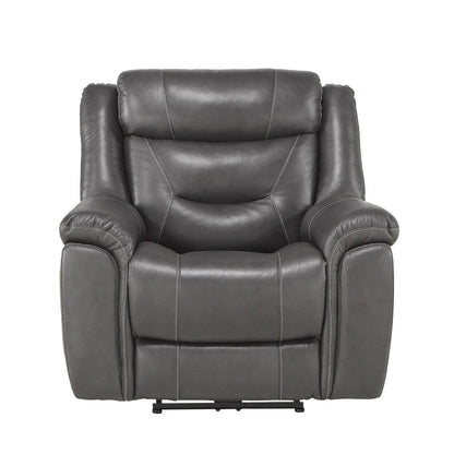 POWER RECLINING CHAIR W/ POWER HEADREST &amp; USB PORT, DARK GRAY TOP GRAIN LEATHER MATCH PVC 9528DGY-1PWH
