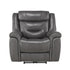 POWER RECLINING CHAIR W/ POWER HEADREST & USB PORT, DARK GRAY TOP GRAIN LEATHER MATCH PVC 9528DGY-1PWH