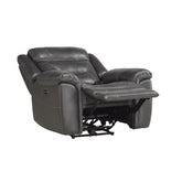 POWER RECLINING CHAIR W/ POWER HEADREST & USB PORT, DARK GRAY TOP GRAIN LEATHER MATCH PVC 9528DGY-1PWH