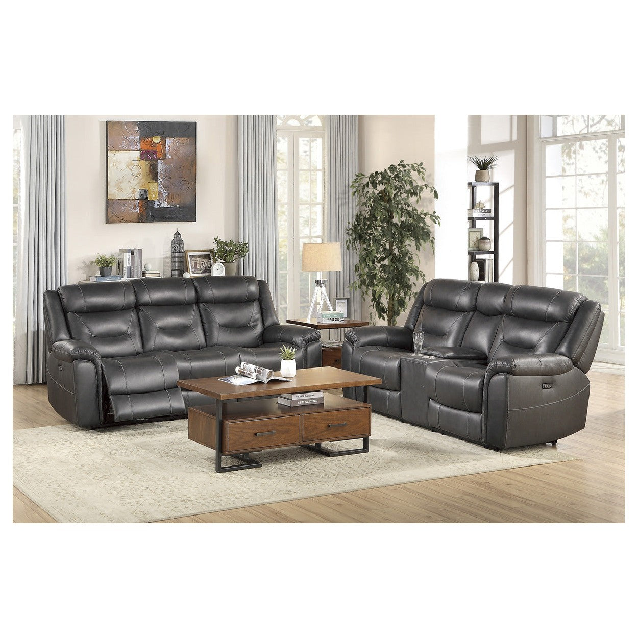 2PC SET: SOFA, LOVE 9528DGY*2PWH