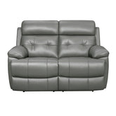 DOUBLE RECLINING LOVE SEAT, GRAY TOP GRAIN LEATHER MATCH PVC 9529GRY-2