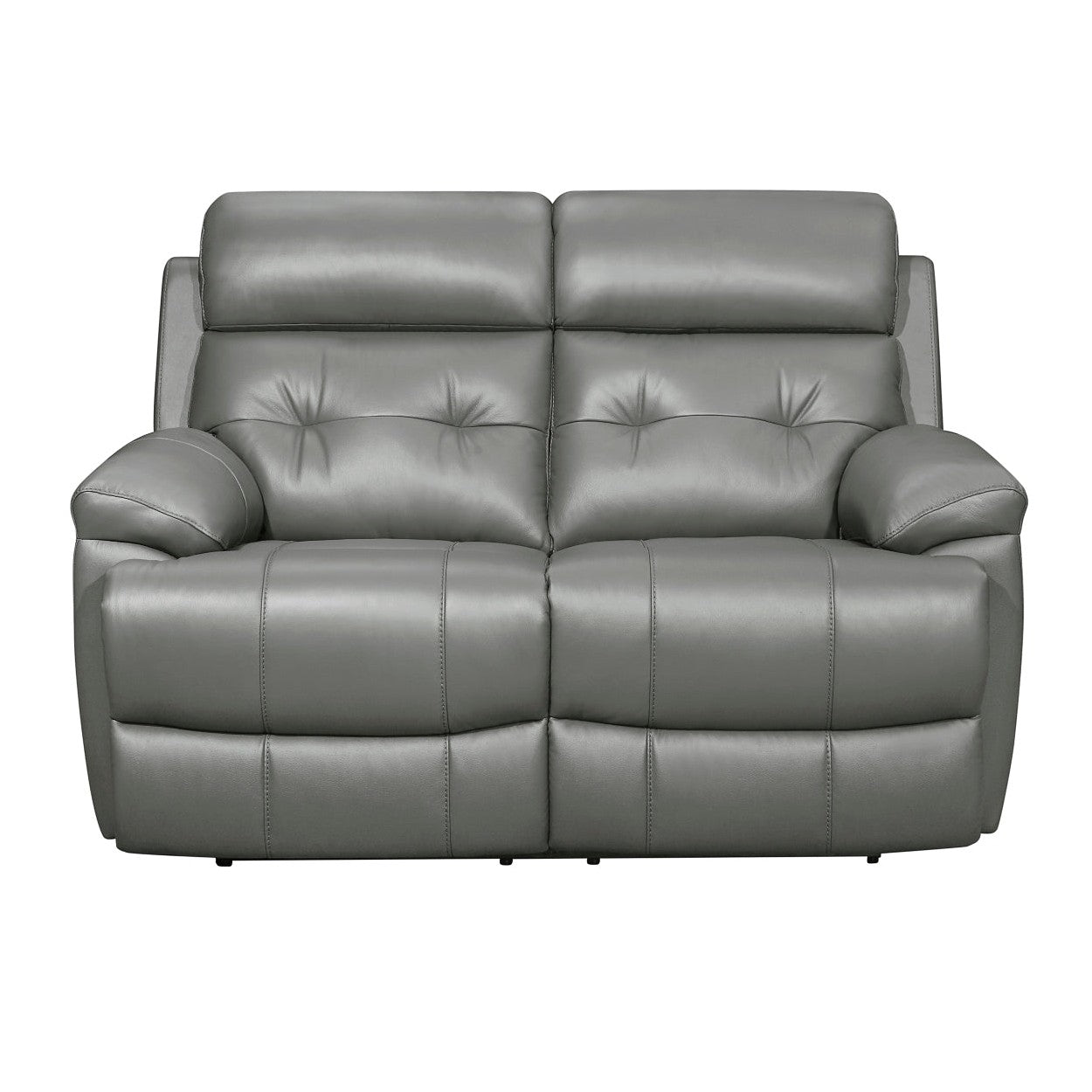DOUBLE RECLINING LOVE SEAT, GRAY TOP GRAIN LEATHER MATCH PVC 9529GRY-2
