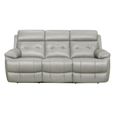DOUBLE RECLINING SOFA, SILVER GRAY TOP GRAIN LEATHER MATCH PVC 9529SVE-3
