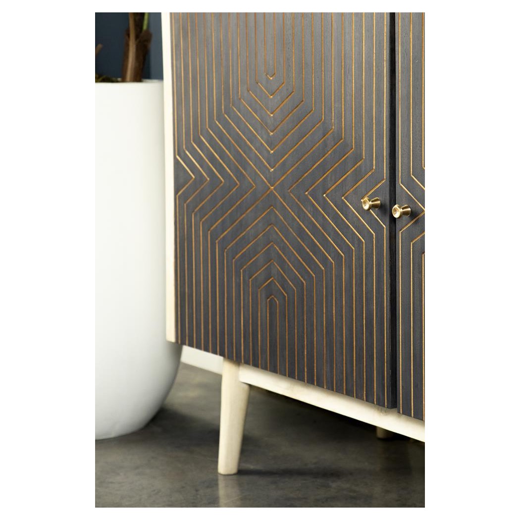 Ixora 2-door Accent Cabinet White Washed and Black 953430