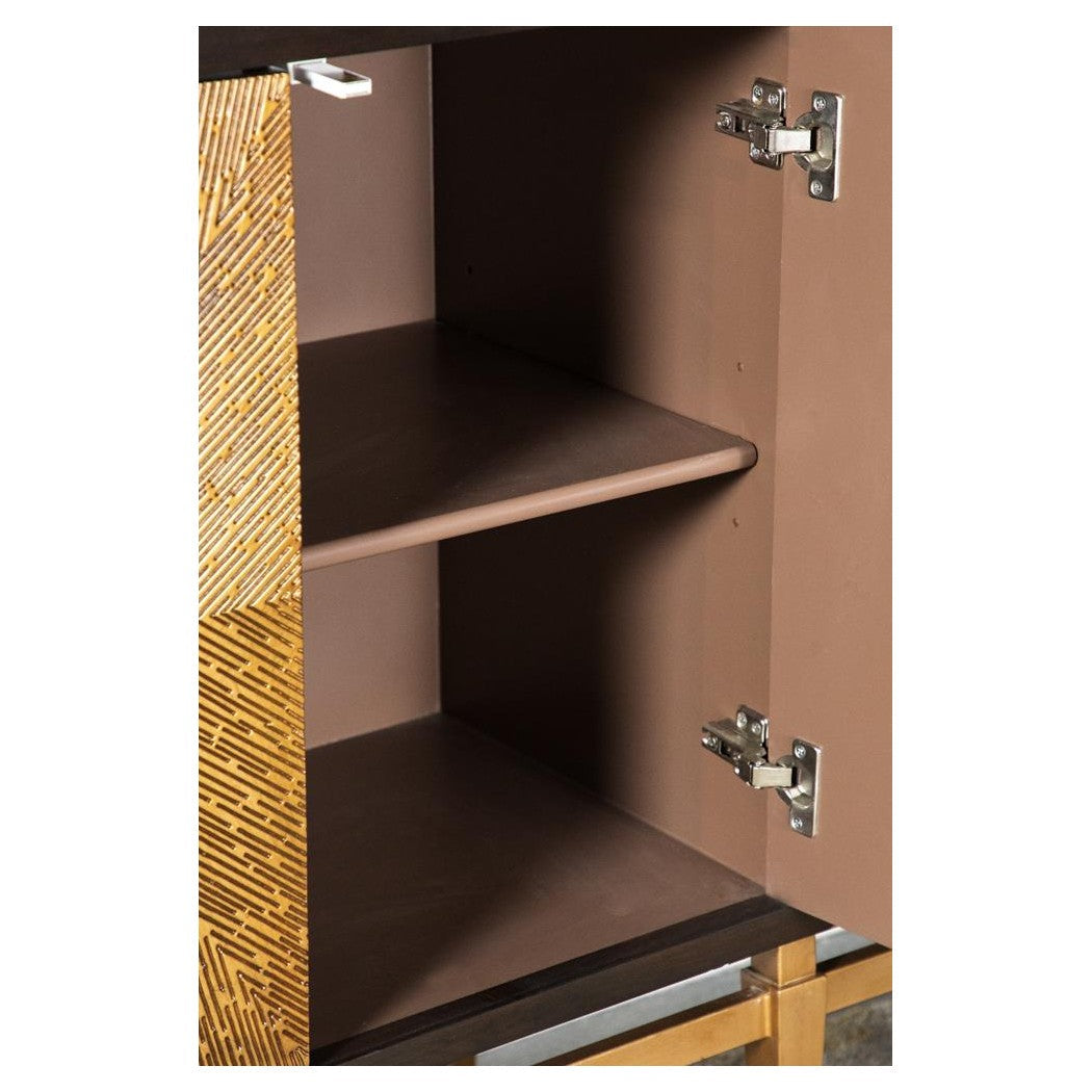 Zira Sunburst 4-door Accent Cabinet Brown and Antique Gold 953497
