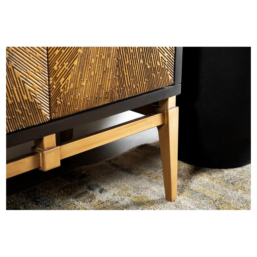 Zira Sunburst 4-door Accent Cabinet Brown and Antique Gold 953497