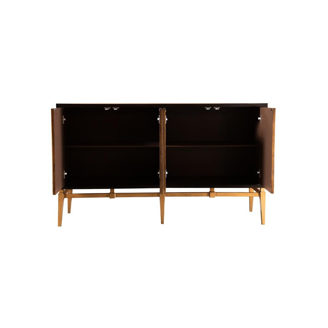 Zira Sunburst 4-door Accent Cabinet Brown and Antique Gold 953497