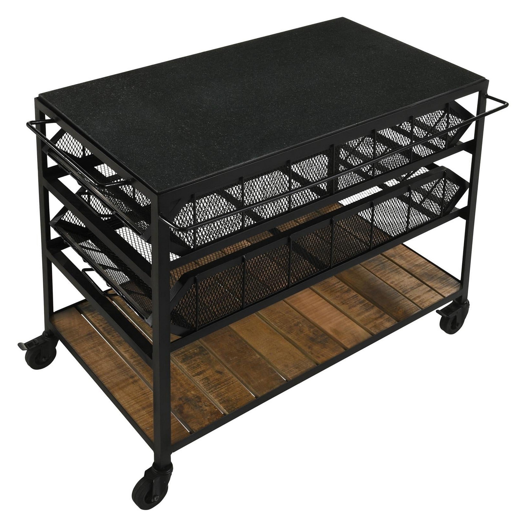 Evander Accent Storage Cart with Casters Natural and Black 953504