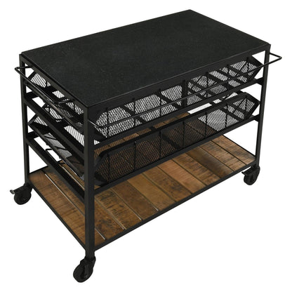 Evander Accent Storage Cart with Casters Natural and Black 953504