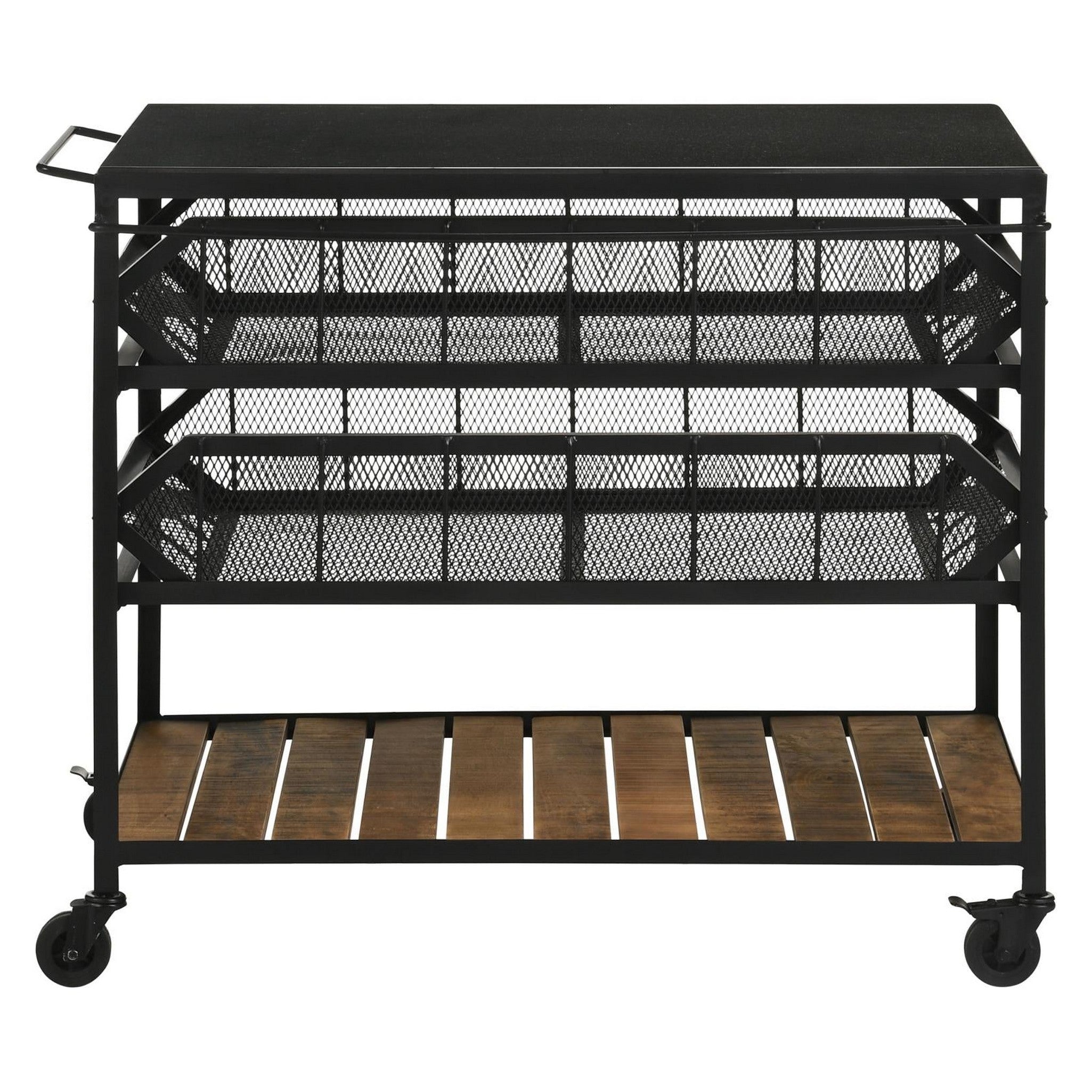Evander Accent Storage Cart with Casters Natural and Black 953504