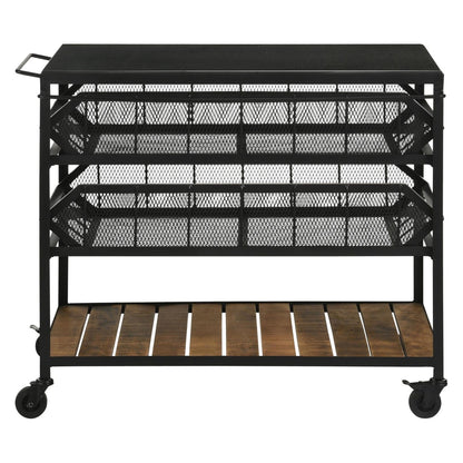 Evander Accent Storage Cart with Casters Natural and Black 953504