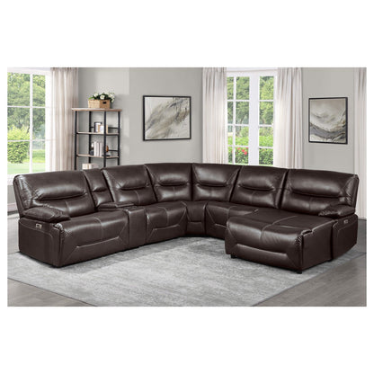 (6)6-Piece Power Reclining Sectional with Right Chaise 9579BRW*6LRRCPW