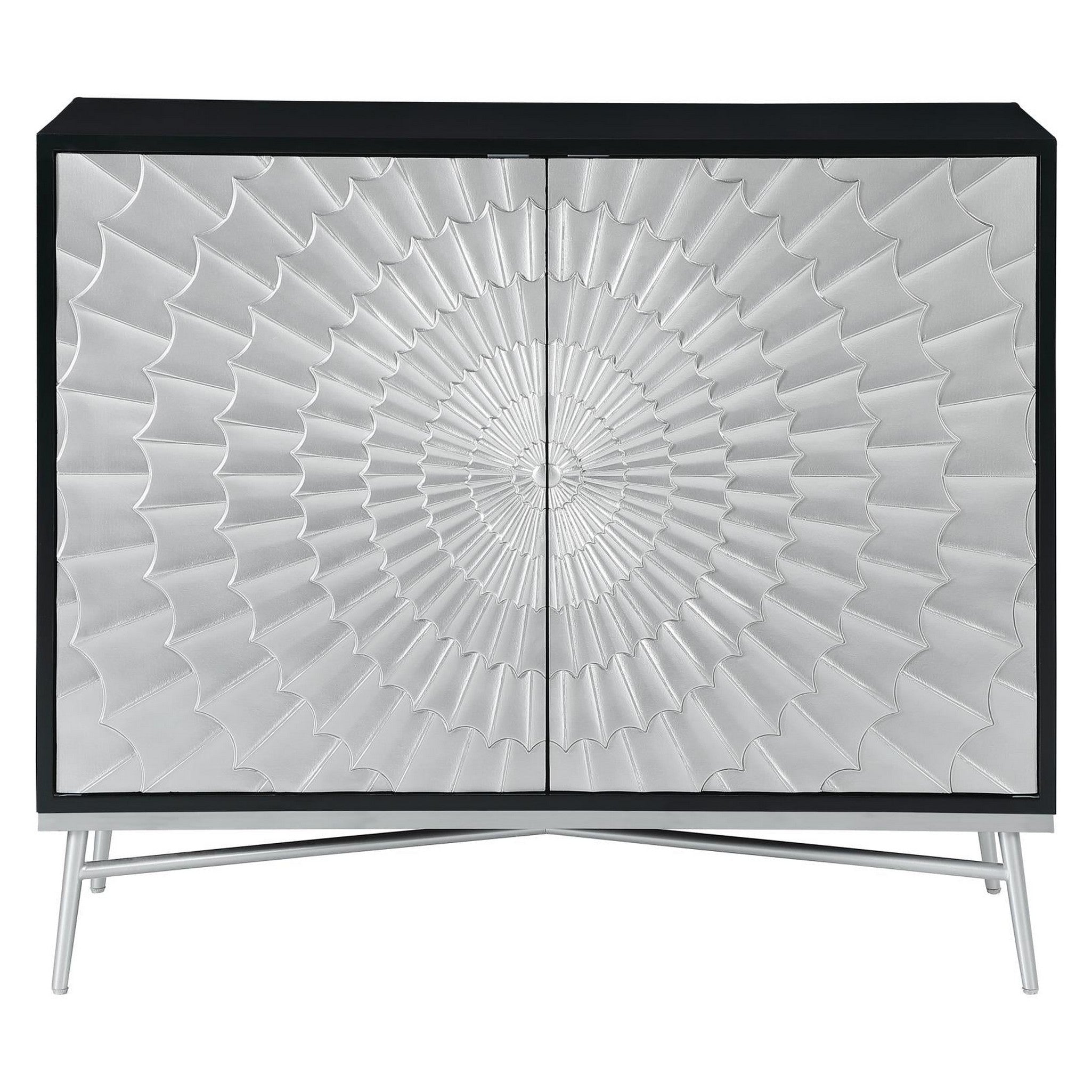 Josie Rectangular 2-door Accent Cabinet Black and Silver 959584