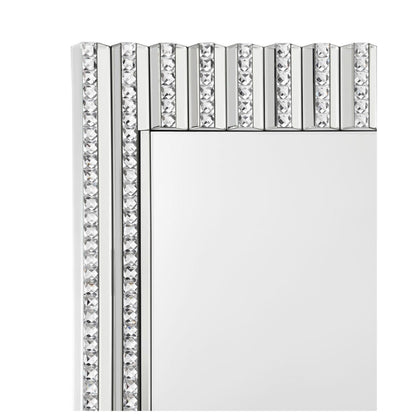 Aideen Rectangular Wall Mirror with Vertical Stripes of Faux Crystals 961614