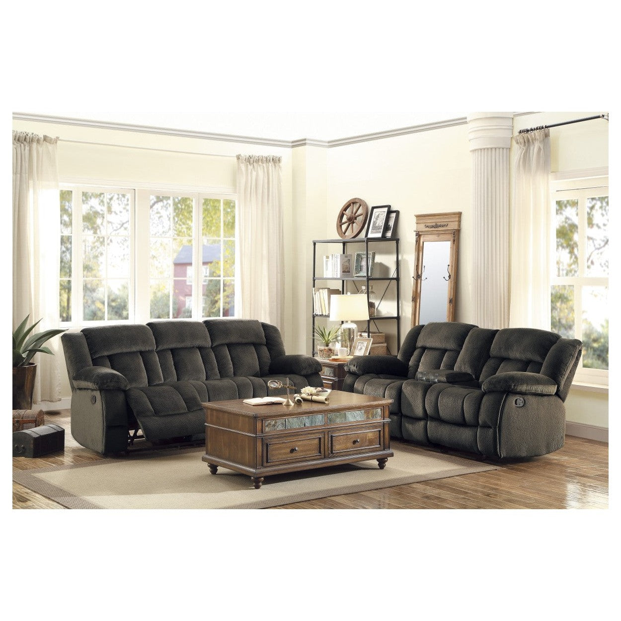 DOUBLE GLIDER RECLINING LOVE SEAT W/ CNTR CONSOLE 9636-2