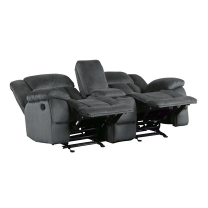 DOUBLE GLIDER RECLINING LOVE SEAT W/ CNTR CONSOLE 9636CC-2
