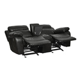 DOUBLE GLIDER RECLINING LOVE SEAT W/ CNTR CONSOLE 9724BLK-2