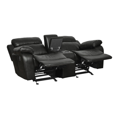 DOUBLE GLIDER RECLINING LOVE SEAT W/ CNTR CONSOLE 9724BLK-2