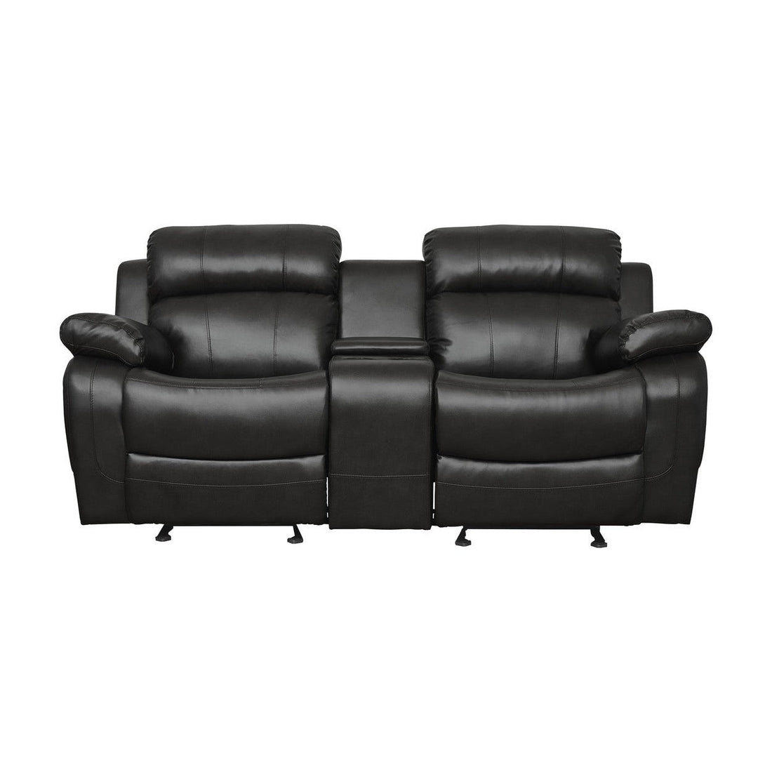 DOUBLE GLIDER RECLINING LOVE SEAT W/ CNTR CONSOLE 9724BLK-2