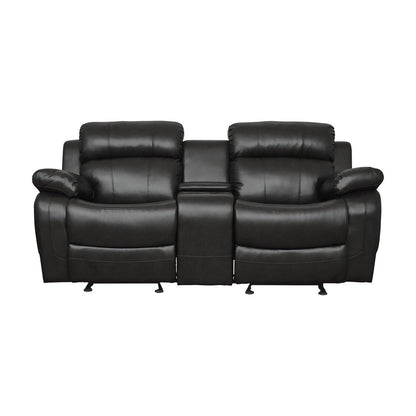 DOUBLE GLIDER RECLINING LOVE SEAT W/ CNTR CONSOLE 9724BLK-2