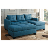 OTTOMAN, BLUE LINEN-LIKE FABRIC 9789BU-4