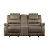 DOUBLE GLIDER RECLINING LOVE SEAT WITH CENTER CONSOLE, BROWN 100% POLYESTER 9848BR-2