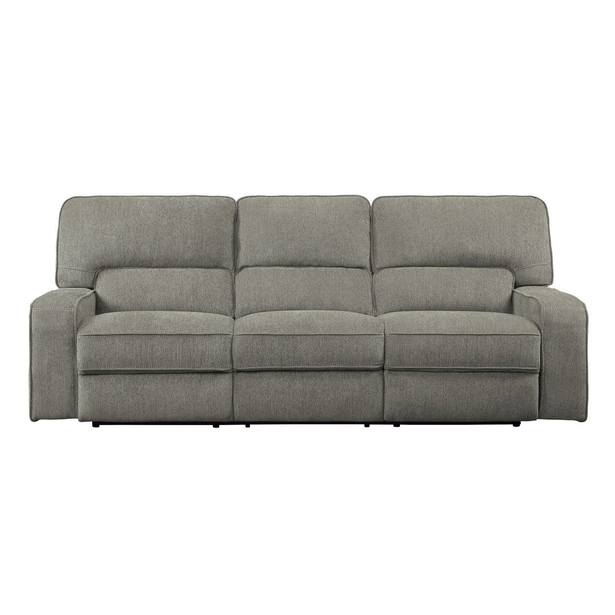 POWER DOUBLE RECLINING SOFA WITH POWER HEADRESTS &amp; USB PORTS, MOCHA 100% POLYESTER 9849MC-3PWH