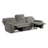 POWER DOUBLE RECLINING SOFA WITH POWER HEADRESTS & USB PORTS, MOCHA 100% POLYESTER 9849MC-3PWH