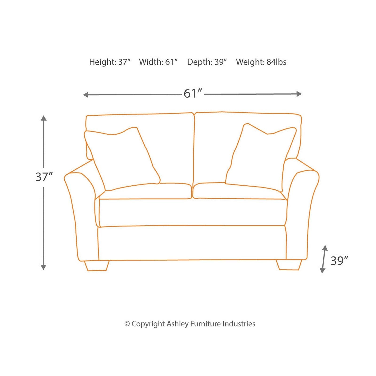 Tibbee Loveseat Ash-9910135