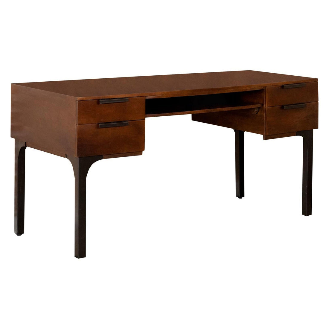 Portwall 4-drawer Writing Desk Brown and Matte Black 991038