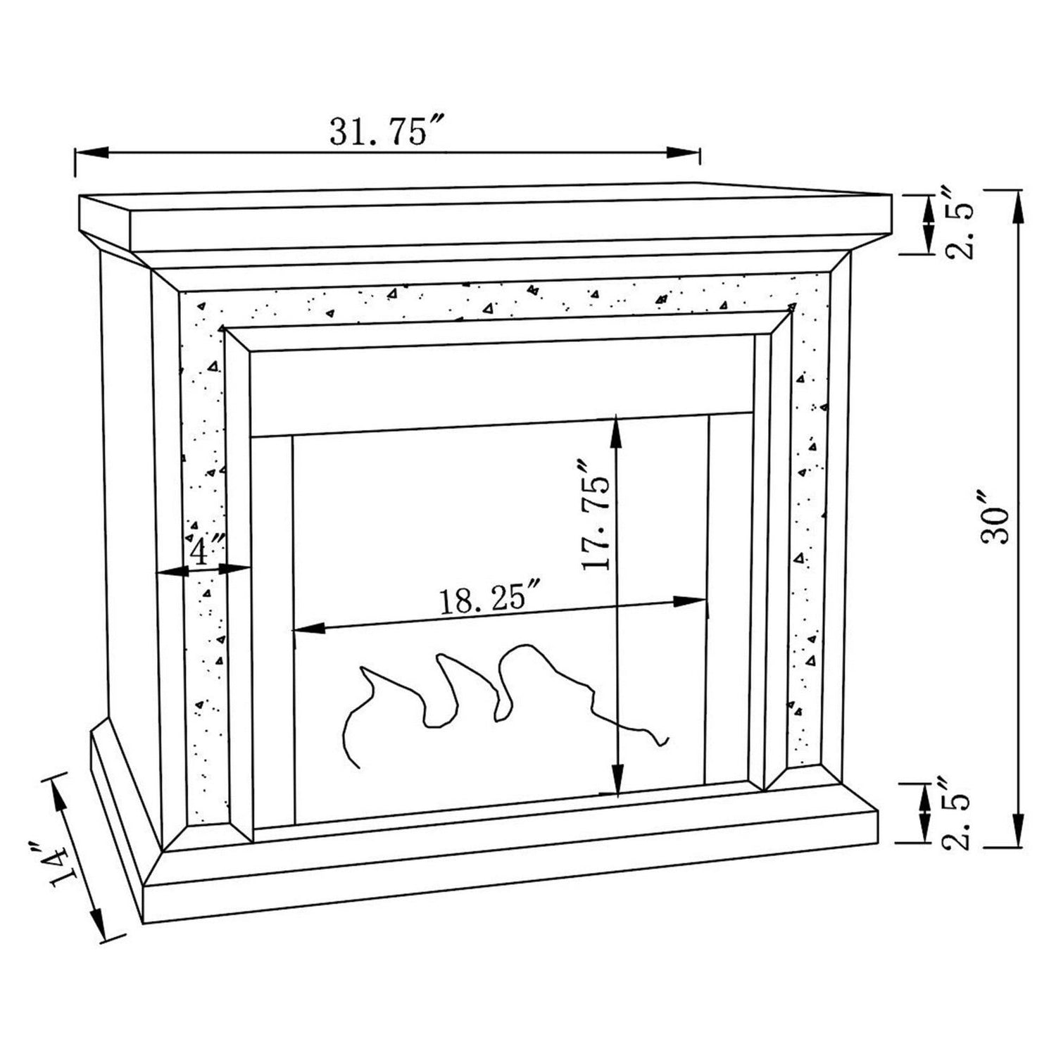 Lorelai Rectangular Freestanding Fireplace Mirror 991047