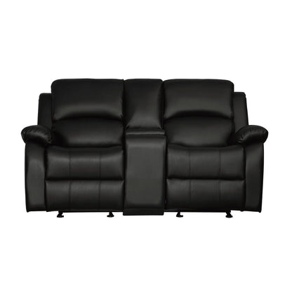 D. GLDR RCLNR LOVE SEAT W/ CONSOLE 9928BLK-2