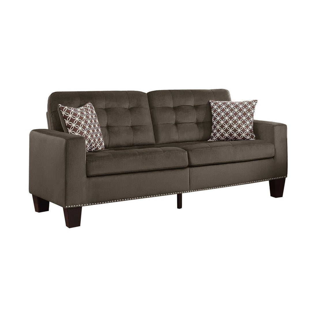SOFA, 2 PILLOWS, CHOCOLATE 100% POLYESTER 9957CH-3