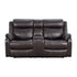DOUBLE LAY FLAT RECLINING LOVE SEAT W/ CONSOLE, DARK BROWN POLISHED MICROFIBER 9990DB-2