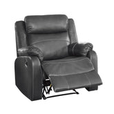 LAY FLAT RECLINING CHAIR, DARK GRAY POLISHED MICROFIBER 9990GY-1