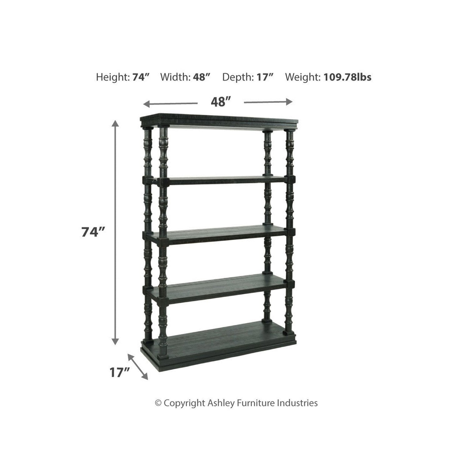 Dannerville 74&quot; Bookcase Ash-A4000281