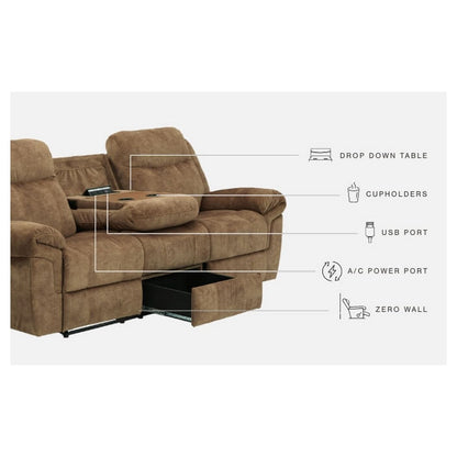 Huddle-Up Reclining Sofa with Drop Down Table Ash-8230489