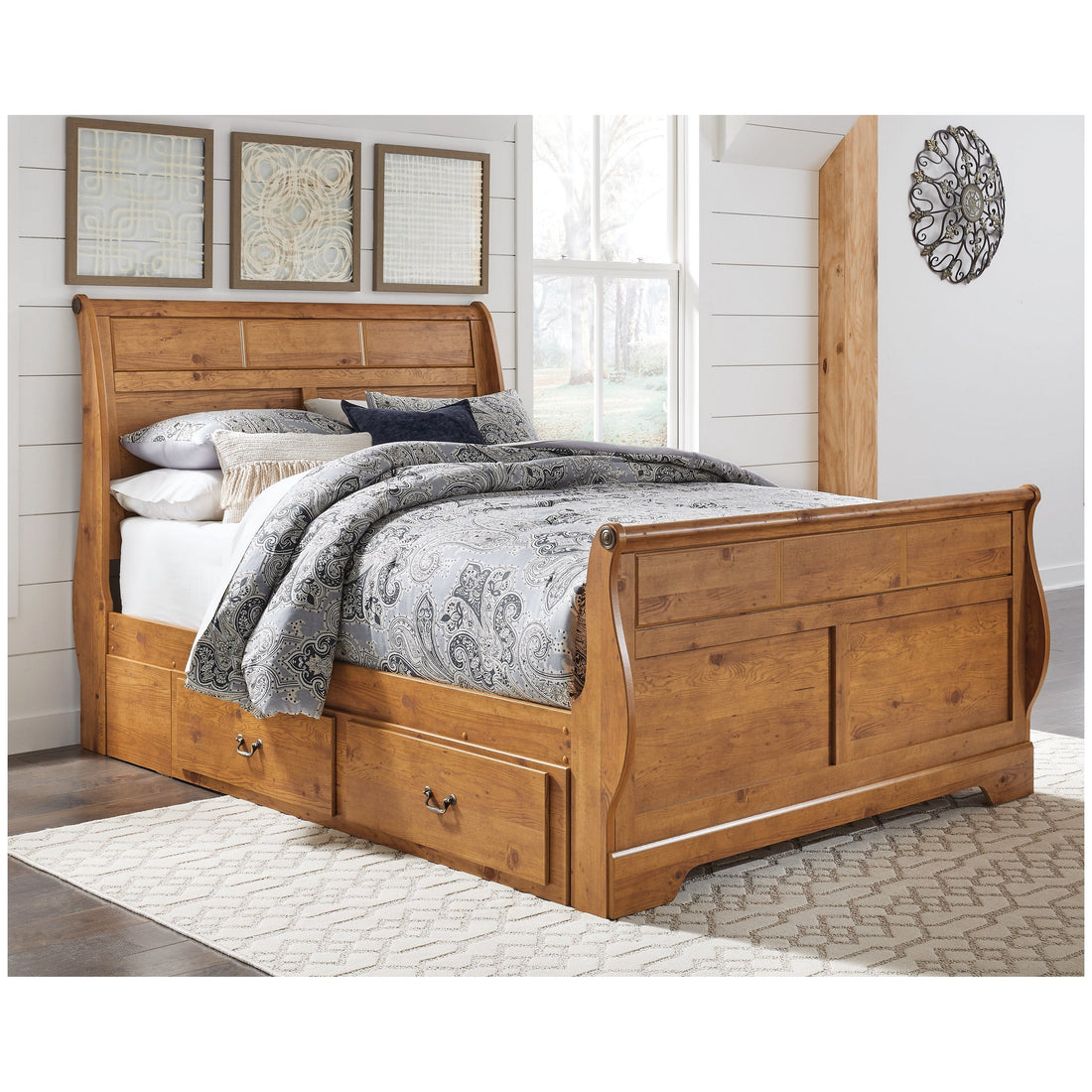 Bittersweet Queen Sleigh Bed with 2 Storage Drawers Ash-B219B58