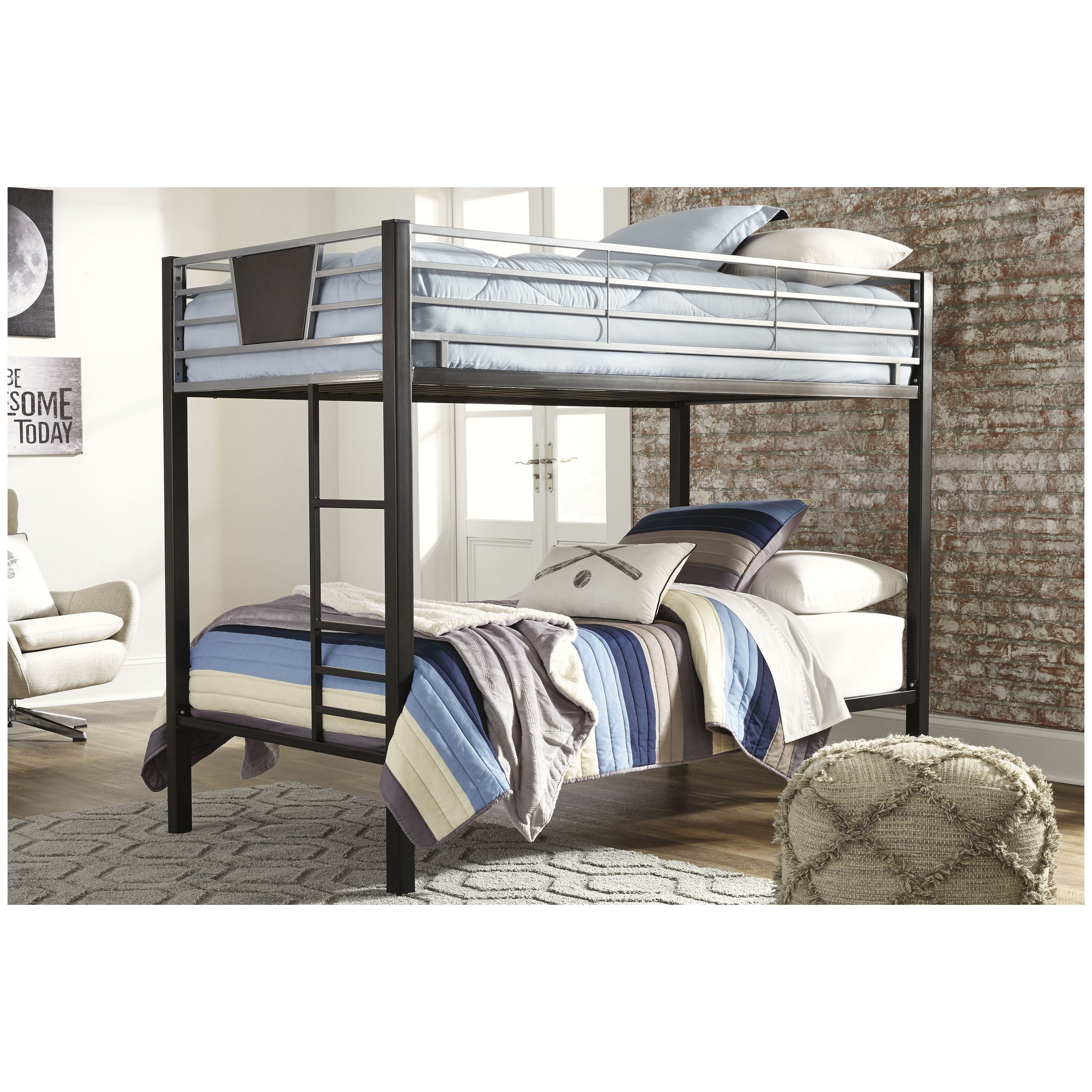 Dinsmore Twin over Twin Bunk Bed with Ladder Ash-B106-59