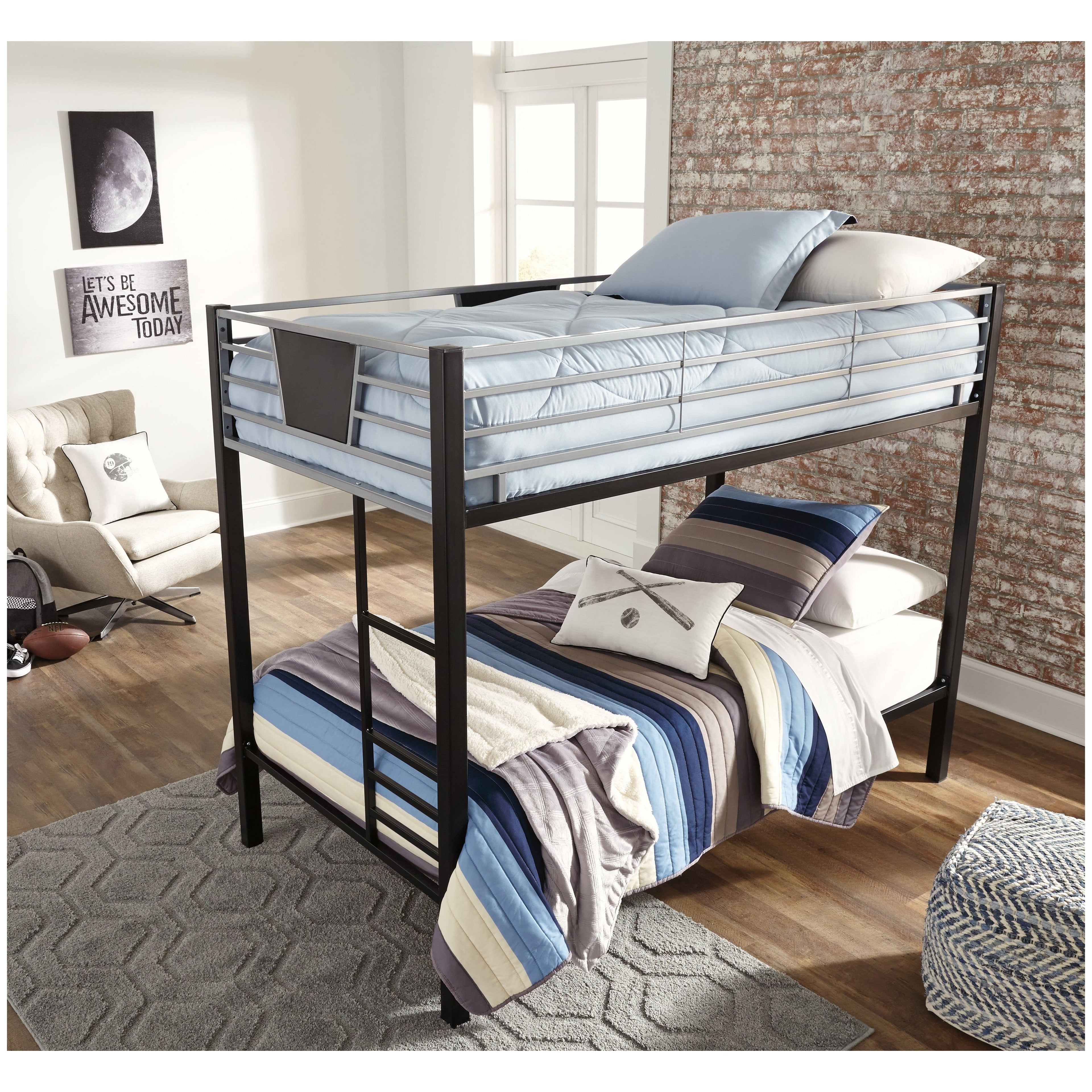 Dinsmore Twin over Twin Bunk Bed with Ladder Ash-B106-59